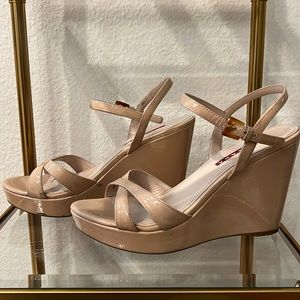 Prada tan patent wedge, size 36